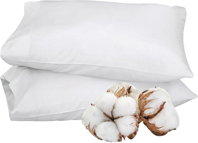 Royale Linens White Cotton Pillow Cases Queen Size Set of 12 - Image 8
