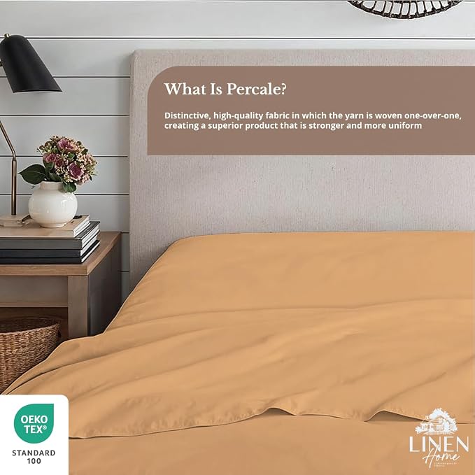 Linen Home 100% Cotton Percale 1 Flat Sheet, Full Size - Image 4