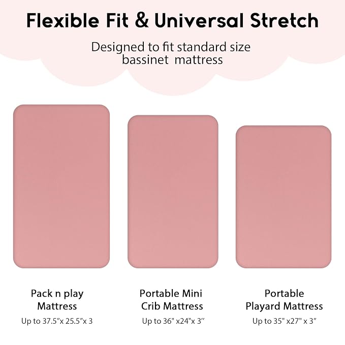 Yoofoss Pack and Play Sheets Fitted, Mini Crib Sheets 2-Pack - Image 3