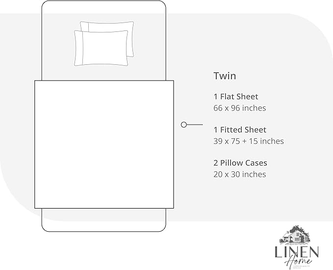 Linen Home 100% Cotton Percale Sheet Set, Twin Size, Deep Pocket, 4 Pieces Set - Image 6