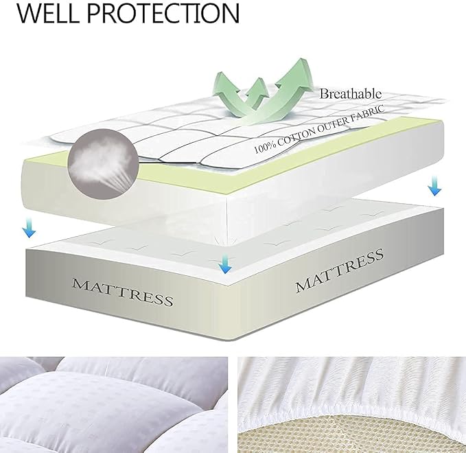 EASELAND Full Size Mattress Pad Pillow Top Mattress Cover Quilted Fitted - Image 3