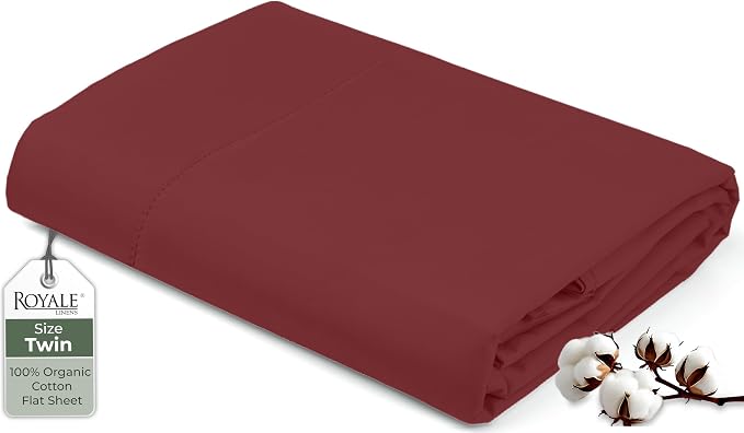 Royale Linens 100% Organic Cotton Twin Flat Sheet Only by ROYALELINENS