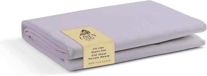 Linen Home 100% Cotton Percale 1 Flat Sheet, Queen Size by LINENHOME