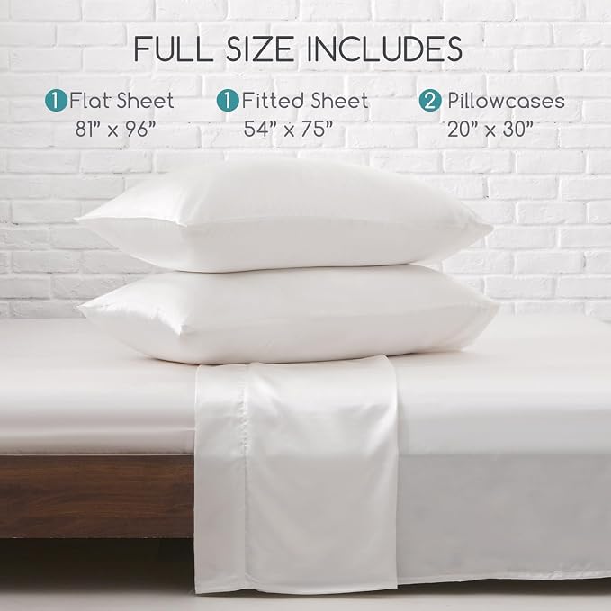 MR&HM Satin Bed Sheets, Full Size Sheets Set - Image 7