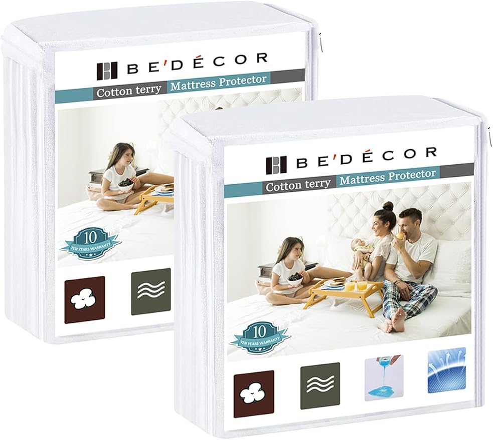 Bedecor 2 Packs Queen Mattress Protector Waterproof Protection Soft Cotton by Bedecor