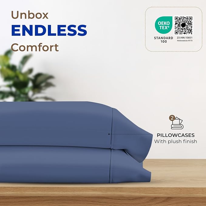 Thread Spread 100% Egyptian Cotton King Size Pillow Cases Set of 2 - Image 3