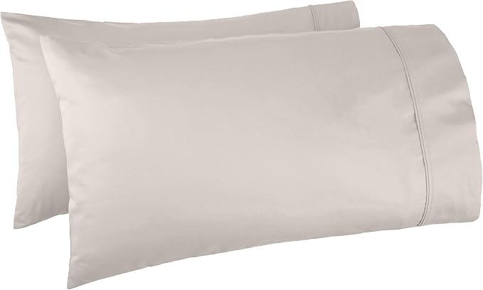 Amazon Basics 400 Thread Count Cotton Pillow Cases, Stone Gray, Pillows Not by AmazonBasics