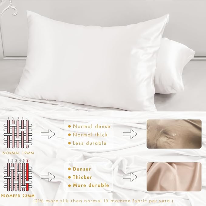 PROMEED 100% Mulberry Silk Pillowcase King Size White, Grade 6a+ 23 Momme Silk - Image 5