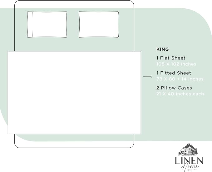 Linen Home 100% Cotton Percale Sheets King Size, Pastel Turk, Deep Pocket - Image 6
