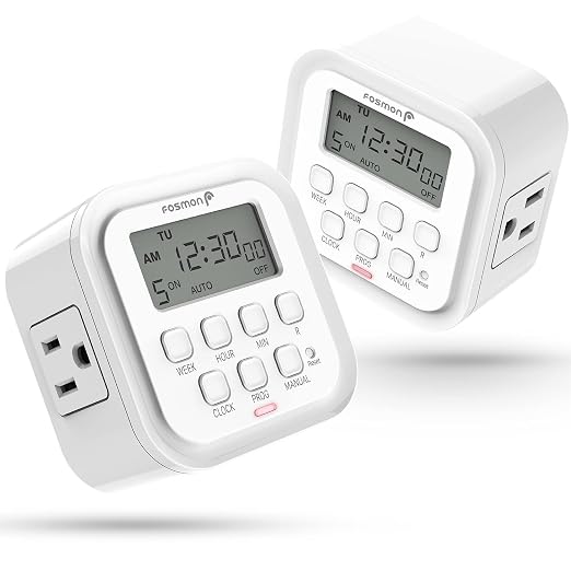 Fosmon 7 Day Digital Timers for Electrical Outlets, Indoor Plug-in Light Timers by Fosmon