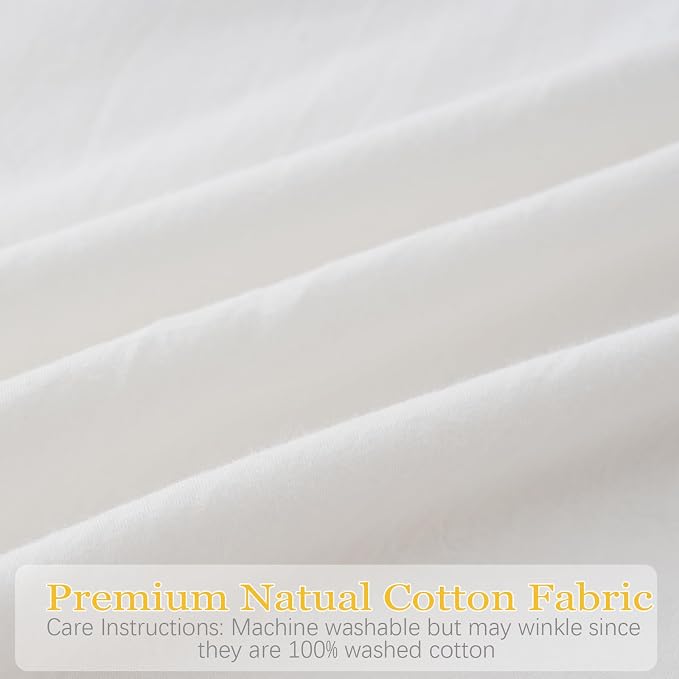 Shabby Off White Ruffle Pillow Shams Standard Size Set of 2, Washed Cotton - Image 6