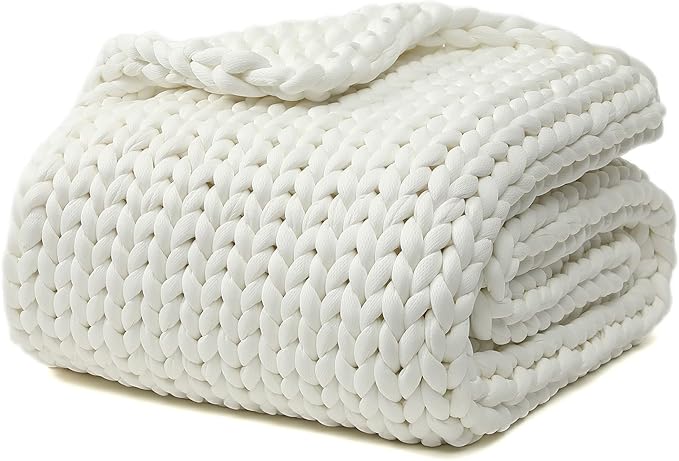 YnM Cooling Weighted Blanket, Handmade Chunky Yarn Knitted Design, Temperature by YNM