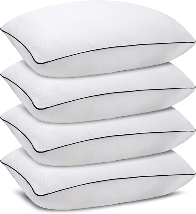 Standard Size Bed Pillows for Sleeping 4 Pack, Luxury Hotel Pillows, by Higoom