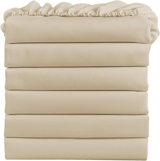 FreshCulture Twin Fitted Sheets, Bulk Pack of 6, Deep Pocket, Soft Microfiber by FreshCulture