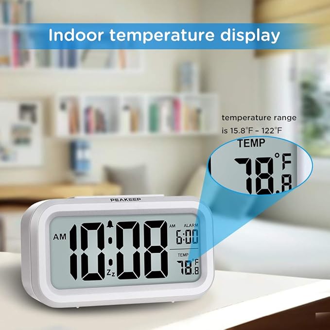 Peakeep Night Light Digital Alarm Clock Battery Operated - Image 4