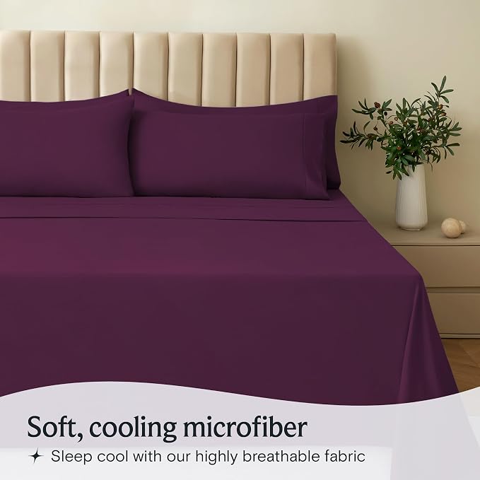 LuxClub 3 PC Sheet Set Sheets Deep Pockets 18" Eco Friendly Wrinkle Free Sheets - Image 3
