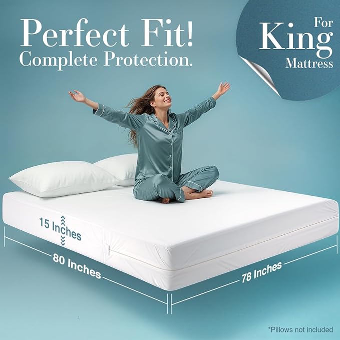 King Size Mattress Protector Waterproof 4 Pack, Premium 200 GSM Terry Mattress - Image 5