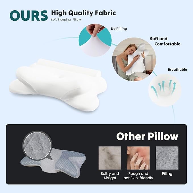 DUMOS Cervical Neck Pillow for Sleeping, Cooling Ergonomic Memory Foam Pillow - Image 2