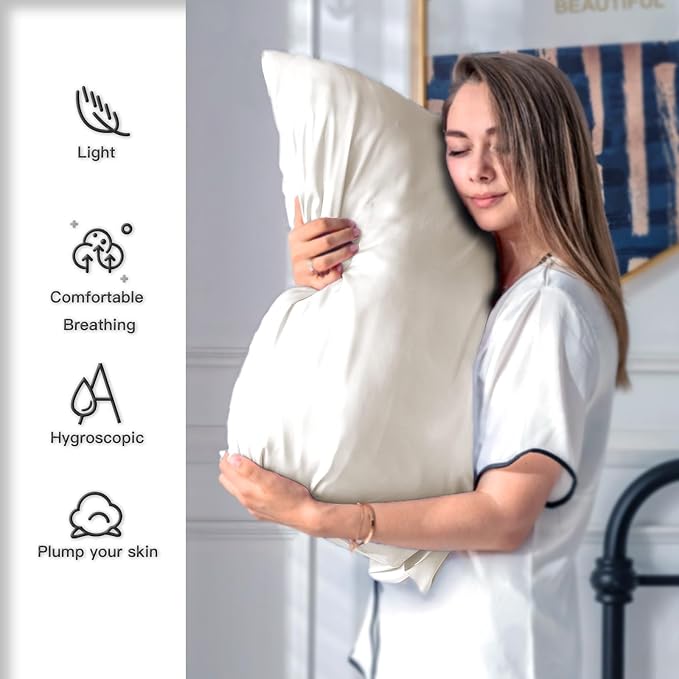 Silk Pillow Cases 2 Pack, Soft Breathable and Sliky Standard Size Pillow Cases - Image 3