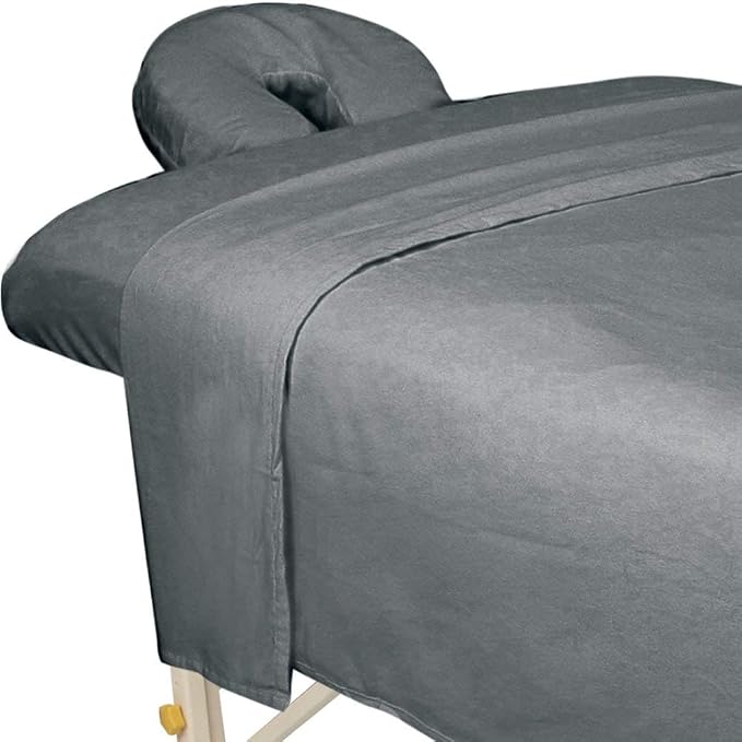 ForPro Premium Flannel 3-Piece Massage Sheet Set, Cool Grey, Stain and by ForProProfessionalCollection