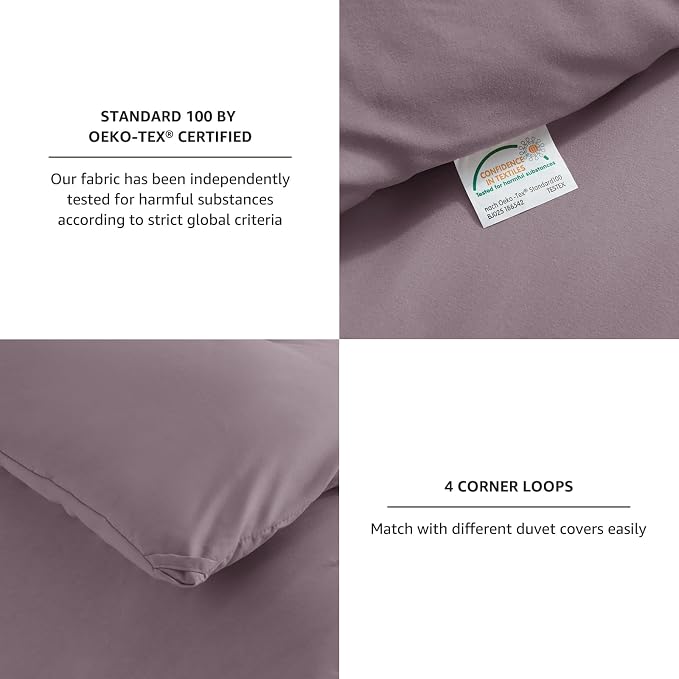 CozyLux California King Comforter Set Dusty Purple, 3 Pieces Cal King Solid - Image 4