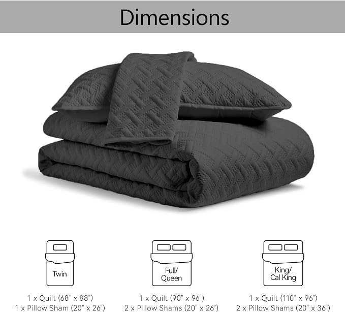 FLYMME Black Twin Quilt Bedding Set Thin Lightweight Bedspreads, Modern Style - Image 7