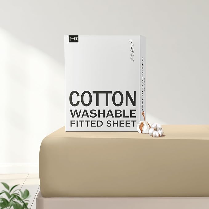 FreshCulture Pure Cotton Fitted Sheets Twin Size, 300 Thread Count Percale by FreshCulture