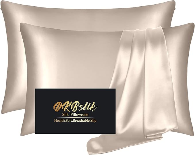 Silk Pillowcase 2 Pack, Natural Mulberry Silk Pillow Case, Anti Acne Silk by HOME