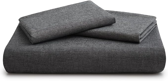 LOVQUE Dark Grey Duvet Cover Full Size, 100% Washed Cotton Linen Like Bedding - Image 7