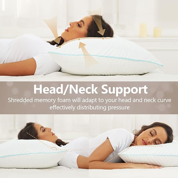 Pillows Queen Size Set of 2 Cooling Memory Foam Pillows - Image 4