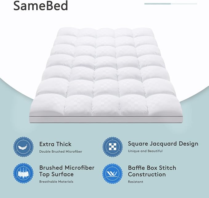 SameBed Mattress Topper Full, Extra Thick Mattress Pad Cover - Image 2