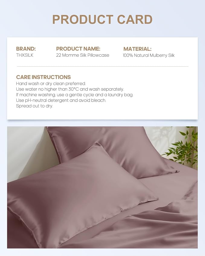 THXSILK 22 Momme 100% Pure Mulberry 6A+ Silk Pillowcase - Image 8