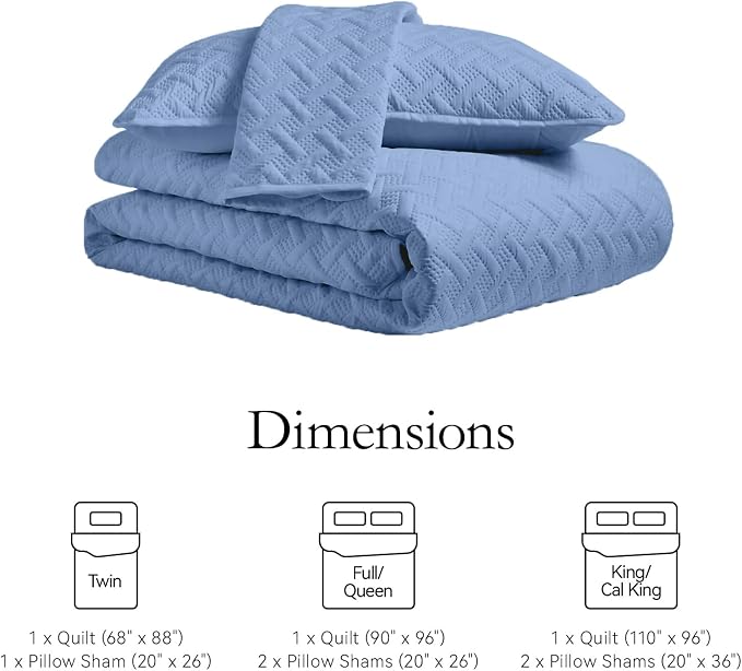 FLYMME Bluish Grey Twin Quilt Bedding Set Thin Lightweight Bedspreads, Soft - Image 5