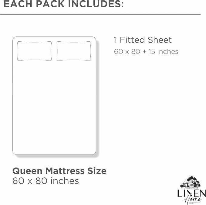 Linen Home 100% Cotton Percale Weave Fitted Sheet, Queen Size, Oil Green - Image 7