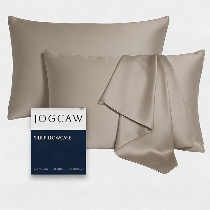2 Pack 100％ Silk Pillowcase for Hair and Skin, Soft Breathable Smooth Cooling by Jogcaw