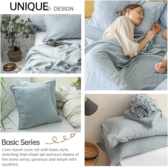 Simple&Opulence 100% Linen Duvet Cover Set 3pcs Basic Style Natural French - Image 8