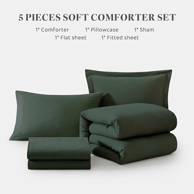 WRENSONGE Twin Comforter Set- 5 Pieces Deep Forest Twin Bed in a Bag, All - Image 8
