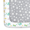 Pack and Play Sheets, 2 Pack Mini Crib Sheets, Stretchy Playard Fitted Sheet by Moonsea
