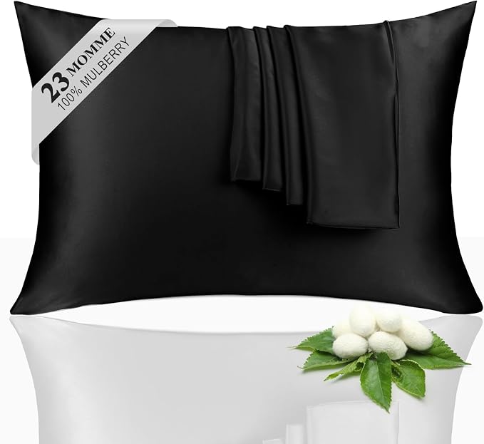 100% Silk Pillowcase 2 Pack for Hair and Skin, Both Sides 23 Momme Grade 6A+ by Unknown