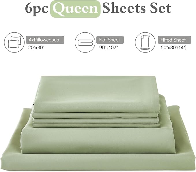 ILAVANDE Queen Sheets Set 6 Piece, Hotel Luxury Super Soft 1800 Series - Image 7