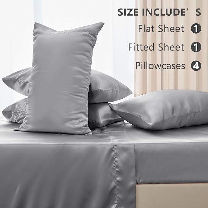 CozyLux Satin Sheets King Size Sheet Set - Image 6