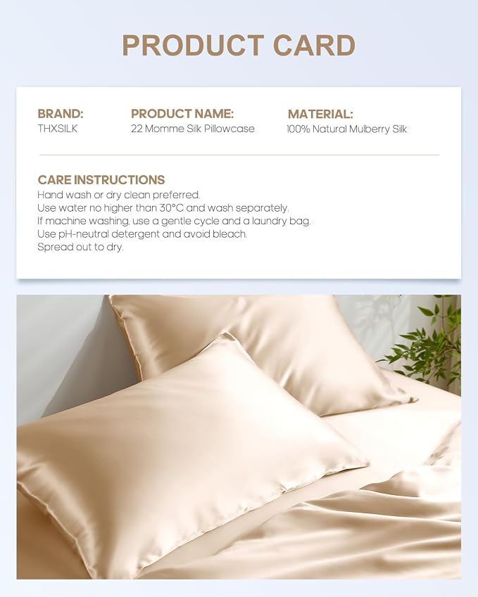 THXSILK Set of 2 100% Mulberry Silk Pillowcases - Image 8
