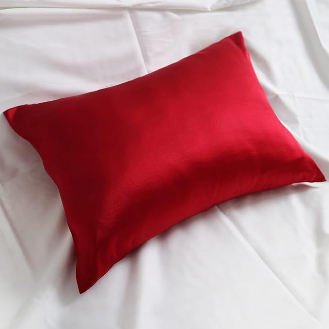 Red Silk Pillow Cases for Hair and Skin Made in USA, 22 Momme, Anti Acne Silk - Image 5