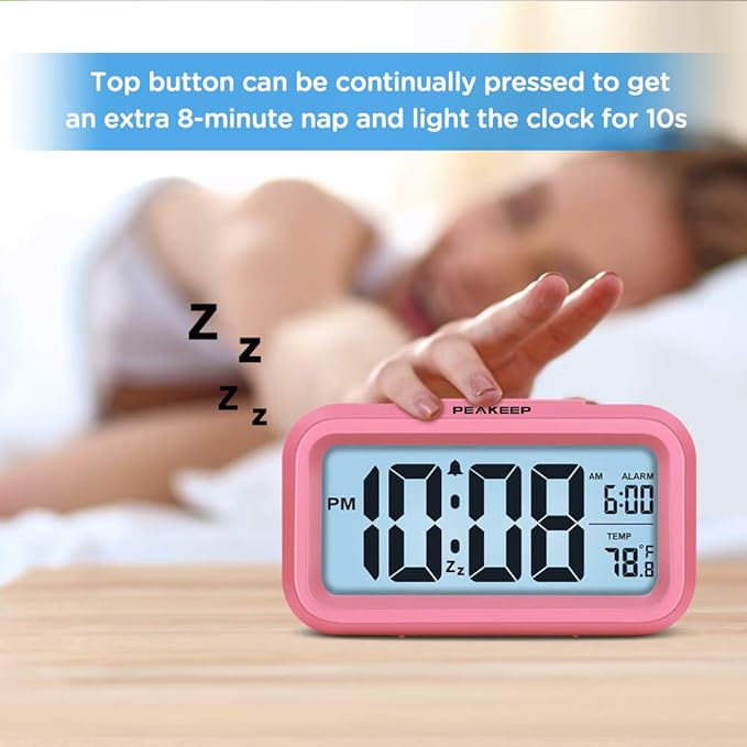 Peakeep Night Light Alarm Clock Battery Operated - Image 3