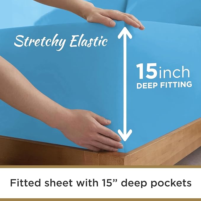 Ultra Soft Microfiber Full XL Fitted Sheets – 1800 Thread Count, Deep 15” Pocket - Image 3