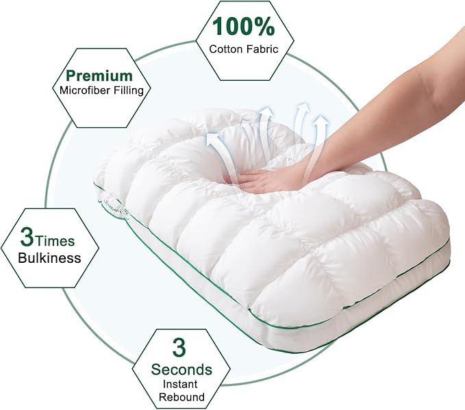 YOUR MOON Fluffy Support Bed Pillow King Size, Super Soft Premium - Image 3