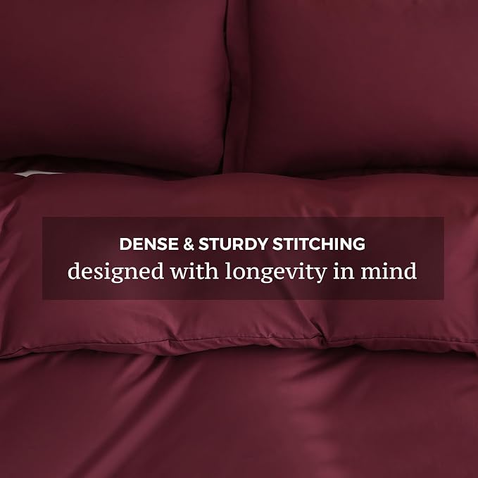 JSD Burgundy Duvet Cover Set Twin Size, 2 Piece Microfiber Kids Duvet Cover - Image 5