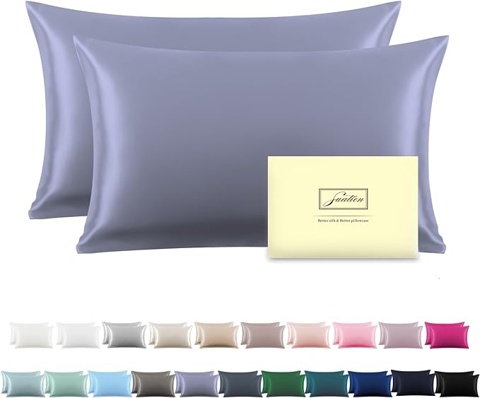 Silk Pillow Cases 2 Pack, Soft Breathable and Sliky Queen Size Pillow Cases Set by Suatien
