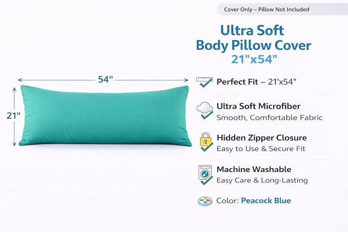 Evolive Ultra Soft Microfiber Body Pillow Cover/Pillowcases 21"x54" - Image 3
