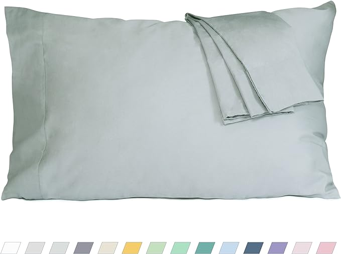 Pillow Cases, Standard Queen Size Cotton Percale Weave Pillowcases, Pre-Shrunk by HOMTEC